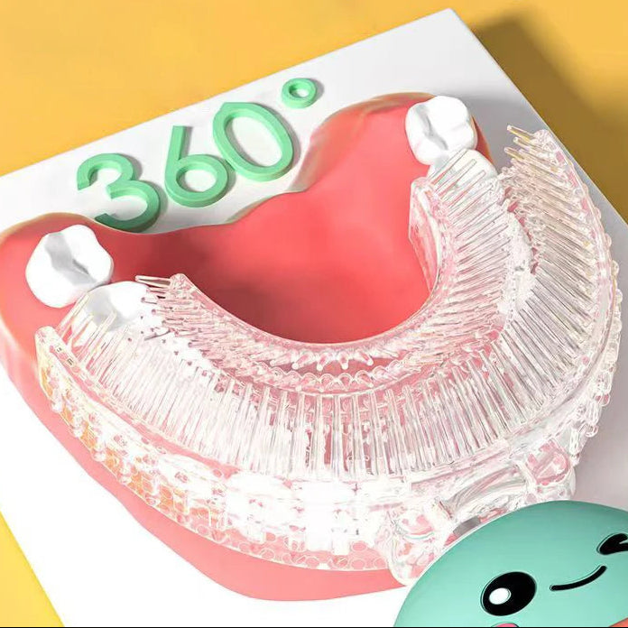 360Degrees Sonic Electric Toothbrush U Shape for Kids Children Intelligent Automatic USB Charging Blue Light for Tooth Whitening